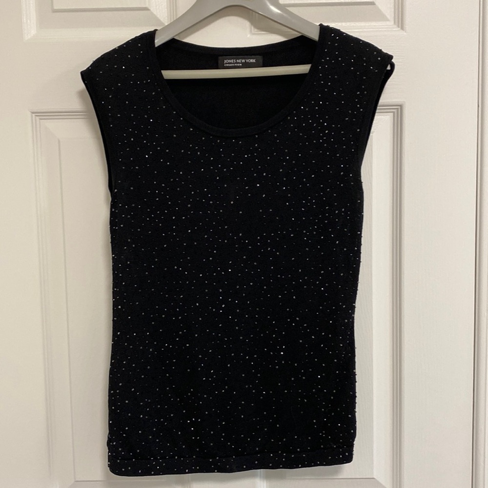 Jones New York Beaded Black Tank Top